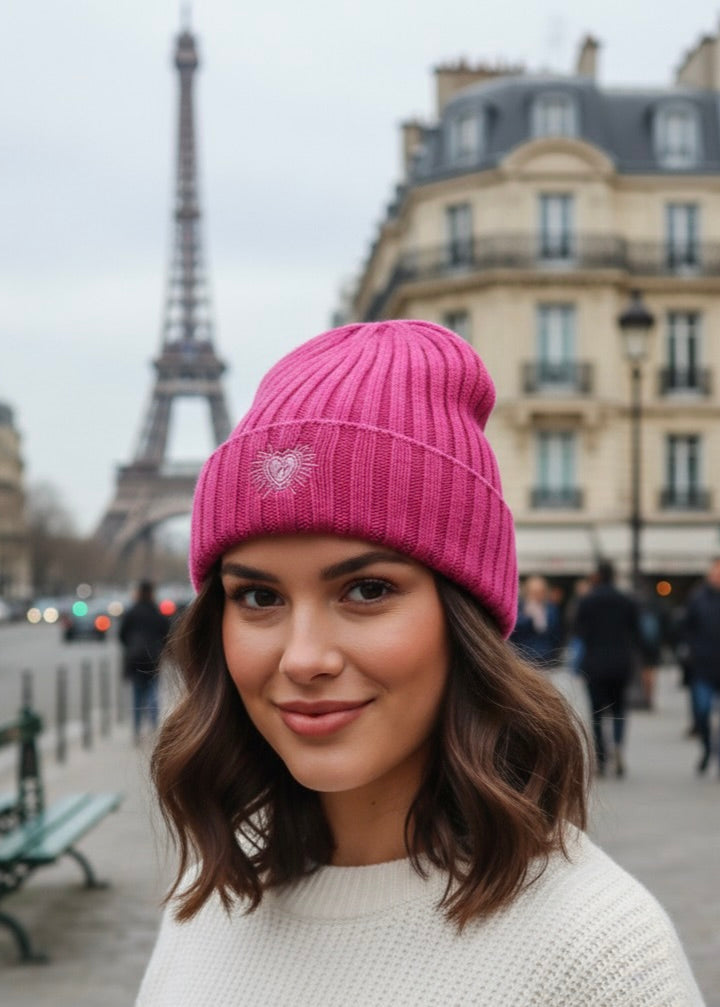 LÉO hat - fuchsia - 100% cashmere