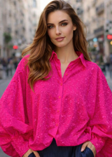 Chemise Brodée SATCHI Fuschia - 100% coton