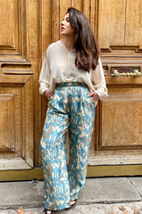 Pantalon ANGE "bleu" MADE IN FRANCE - 100% Soie