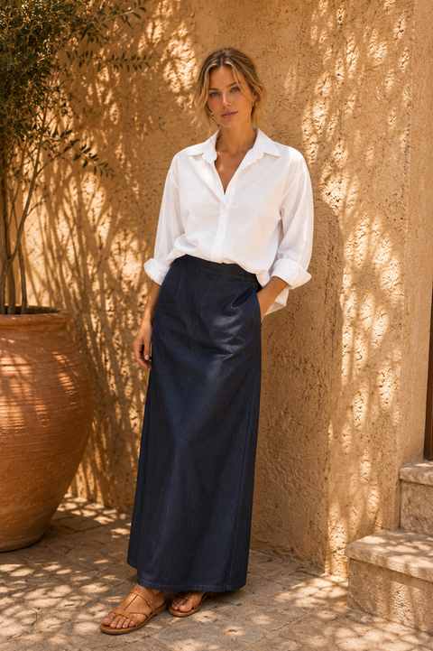 MATHEA Skirt Blue - Tencel