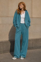 ALBA Loungewear Zip-Up Sweatshirt Green/Blue - Cotton