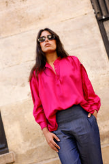 Blouse CLYDE - Fuchsia - 100% Soie - HORTENCE