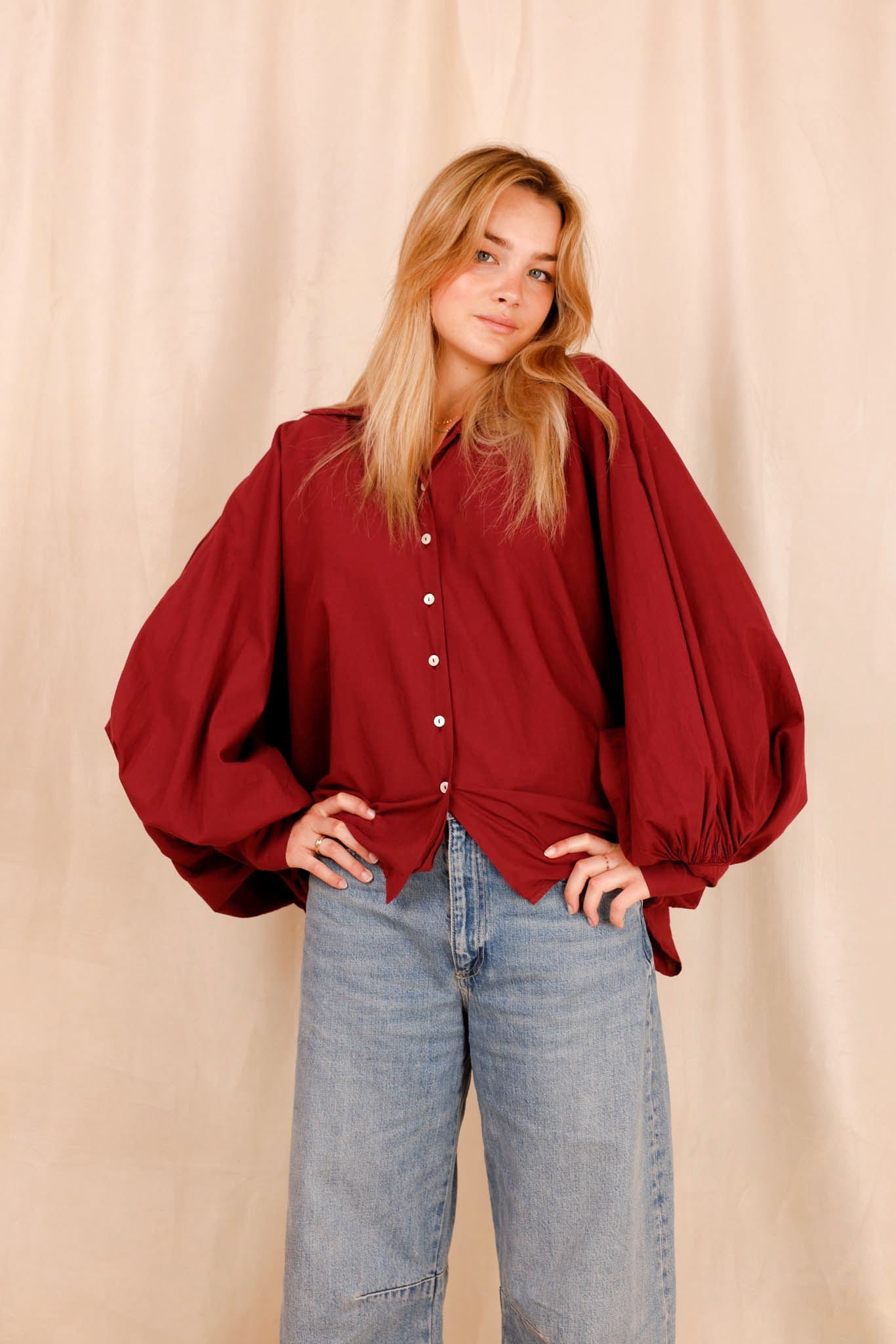 Chemise SATCHI - bordeaux - 100 % Voile de coton - HORTENCE