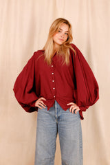 Chemise SATCHI - bordeaux - 100 % Voile de coton - HORTENCE