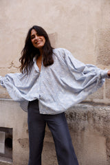Chemise SATCHI - Broderie Bleu ciel 🆕 - HORTENCE
