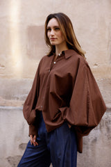 Chemise SATCHI - Chocolat - 100 % Voile de coton - HORTENCE
