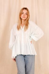 Chemise VAHINA - bleu ciel - 100% voile de coton - HORTENCE