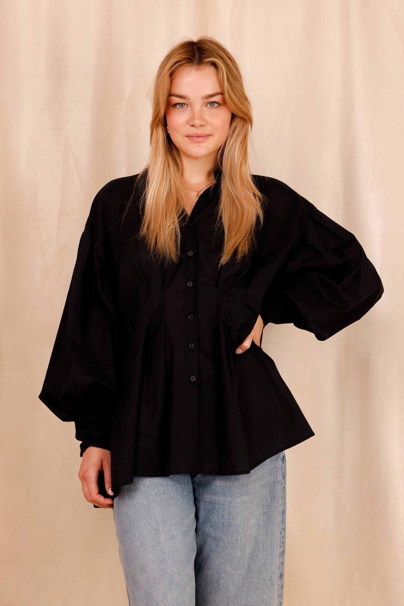 Chemise VAHINA - noir - 100% voile de coton - HORTENCE