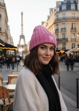Bonnet LÉO - rose - 100% cachemire