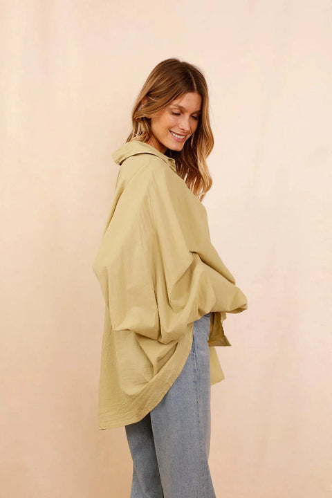 Chemise SATCHI - kaki - 100 % Voile de coton - HORTENCE