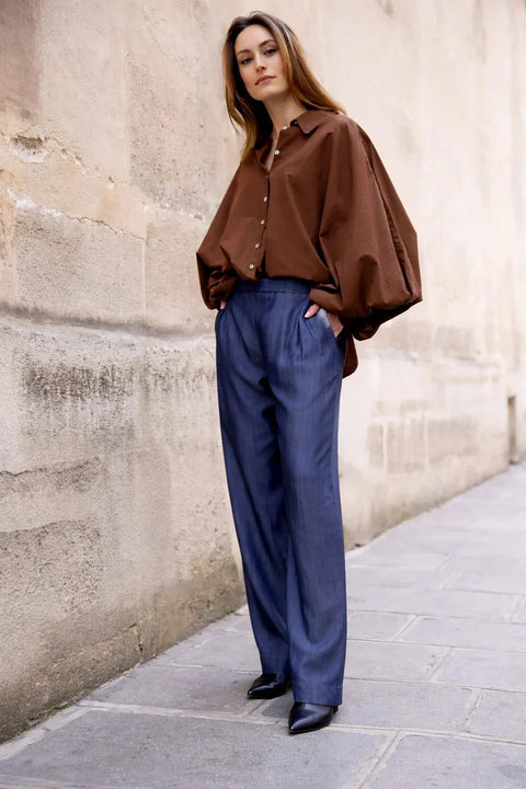 Pantalon ANGE Bleu - Tencel
