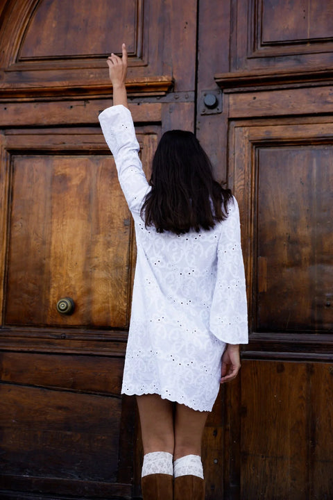 Robe Paola – Broderie Anglaise - Blanche 🆕