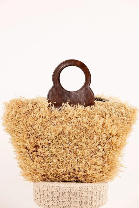 Sac ROMY Noir - Raphia naturel et cuir