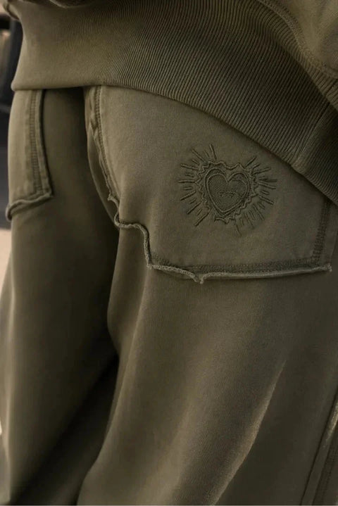 Sweat zippé Loungewear ALBA Kaki - Coton