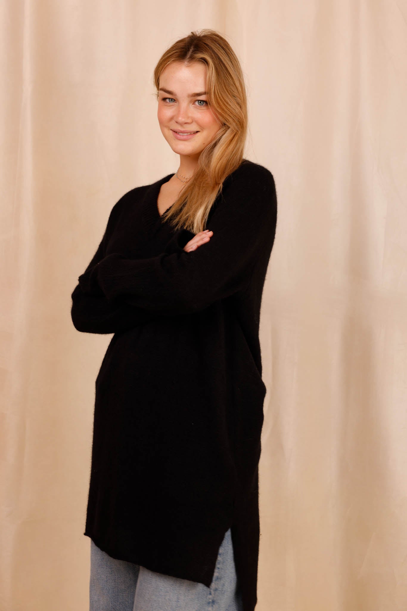 Pull CHARLOTTE noir - Baby Alpaga & laine vierge - HORTENCE