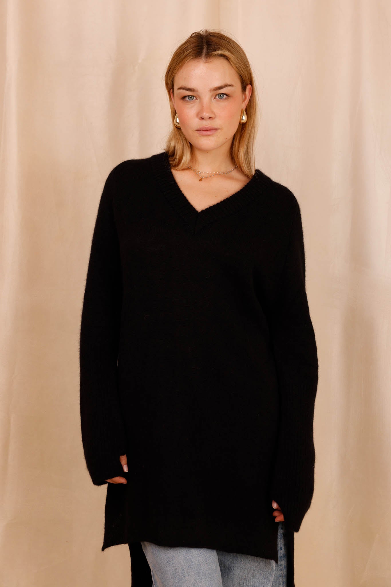 Pull CHARLOTTE noir - Baby Alpaga & laine vierge - HORTENCE