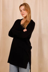 Pull CHARLOTTE noir - Baby Alpaga & laine vierge - HORTENCE