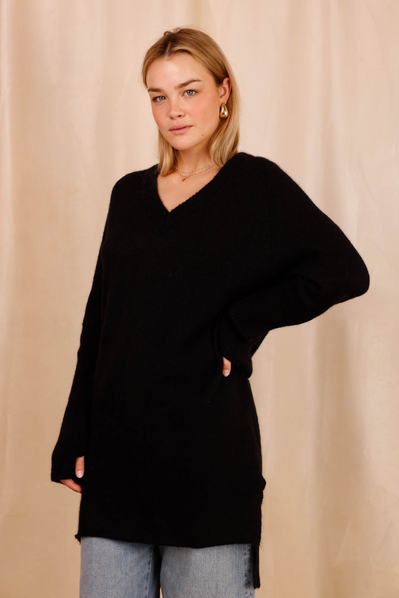 Pull CHARLOTTE noir - Baby Alpaga & laine vierge - HORTENCE