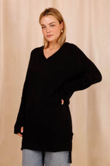 Pull CHARLOTTE noir - Baby Alpaga & laine vierge - HORTENCE