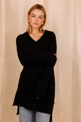 Pull CHARLOTTE noir - Baby Alpaga & laine vierge - HORTENCE