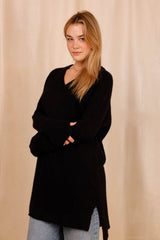 Pull CHARLOTTE noir - Baby Alpaga & laine vierge - HORTENCE