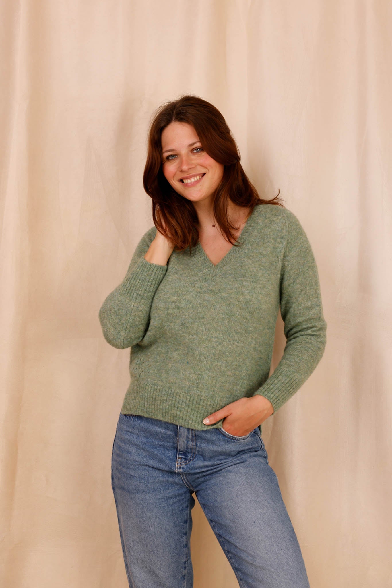 Pull MARIE - Baby Alpaga & laine vierge - Vert - HORTENCE