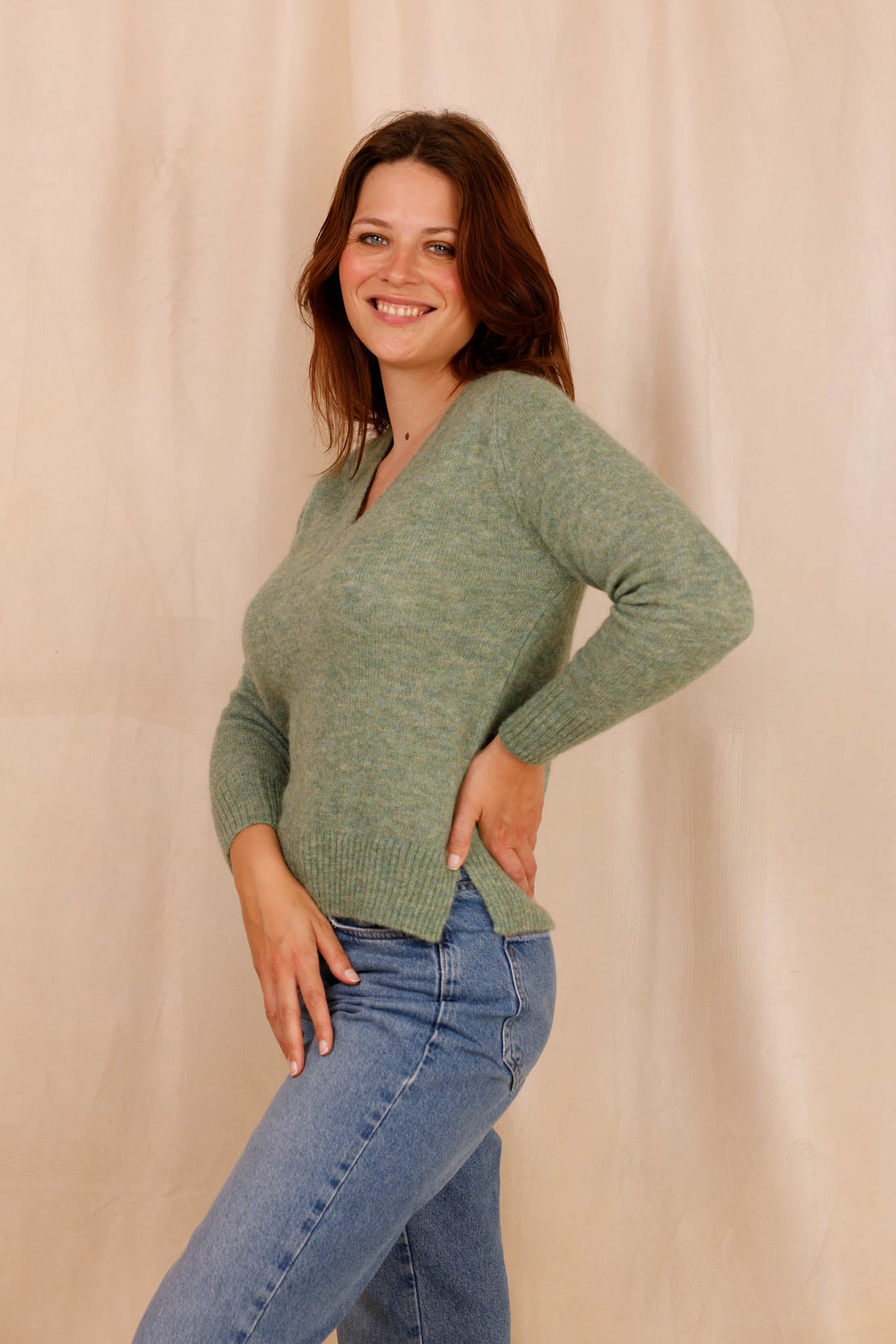 Pull MARIE - Baby Alpaga & laine vierge - Vert - HORTENCE