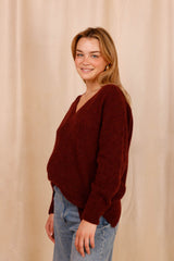 Pull MARIE bordeaux - Baby Alpaga & laine vierge - HORTENCE
