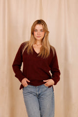 Pull MARIE bordeaux - Baby Alpaga & laine vierge - HORTENCE