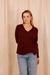 Pull MARIE bordeaux - Baby Alpaga & laine vierge - HORTENCE