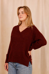 Pull MARIE bordeaux - Baby Alpaga & laine vierge - HORTENCE