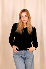 Pull MARIE noir - Baby Alpaga & laine vierge - HORTENCE