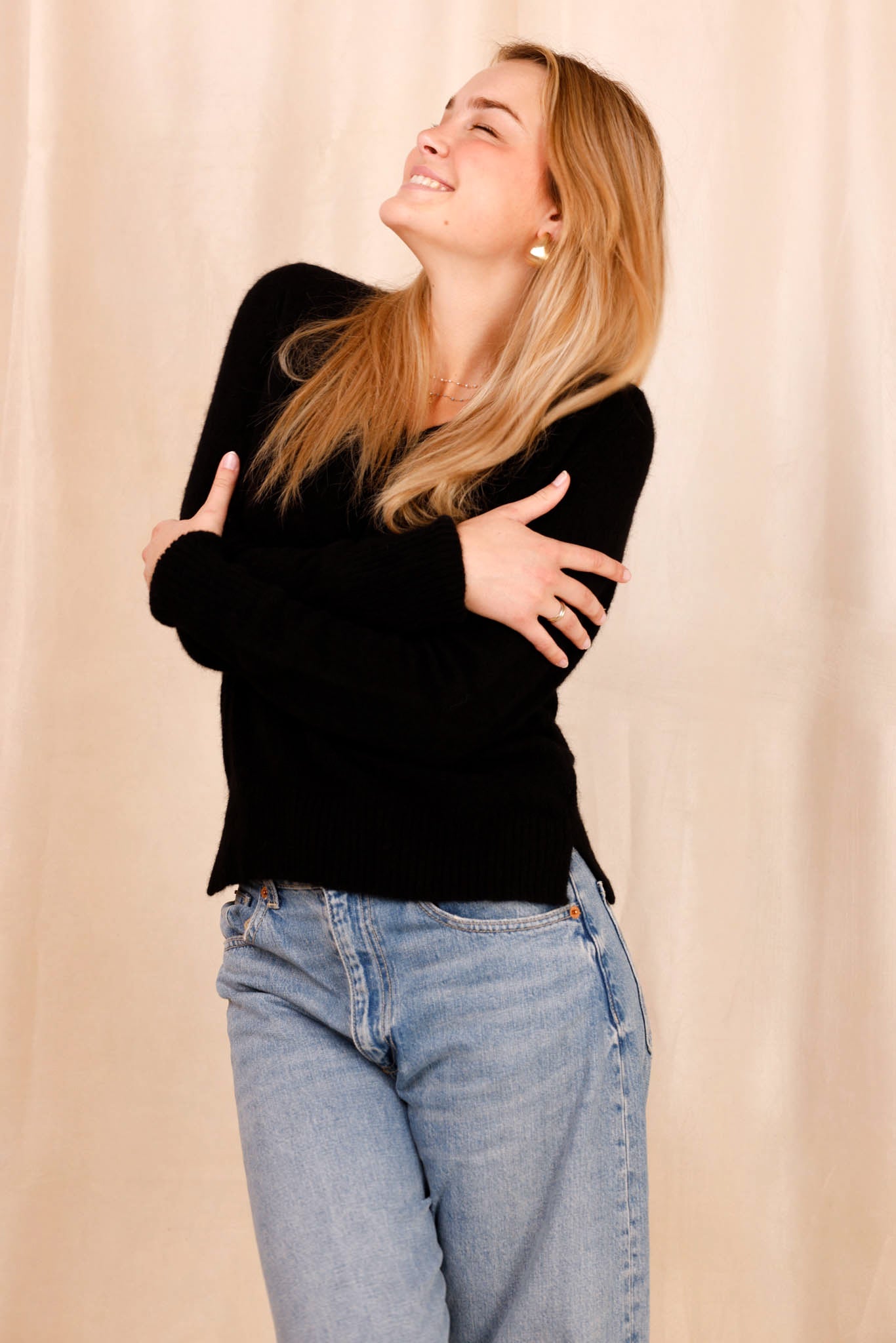 Pull MARIE noir - Baby Alpaga & laine vierge - HORTENCE