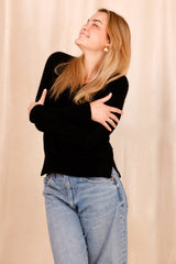Pull MARIE noir - Baby Alpaga & laine vierge - HORTENCE