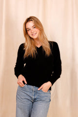 Pull MARIE noir - Baby Alpaga & laine vierge - HORTENCE