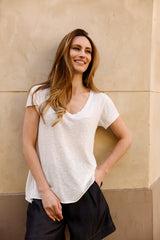 T-shirt MADISON blanc - col V - HORTENCE