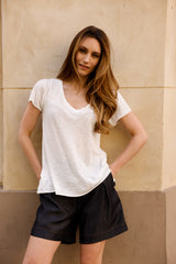T-shirt MADISON blanc - col V - HORTENCE