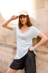 T-shirt MADISON bleu - col V - HORTENCE
