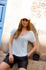 T-shirt MADISON bleu - col V - HORTENCE