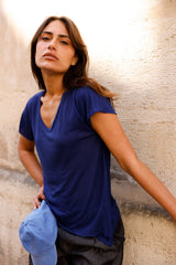 T-shirt MADISON bleu marine - col V - HORTENCE