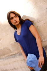 T-shirt MADISON bleu marine - col V - HORTENCE