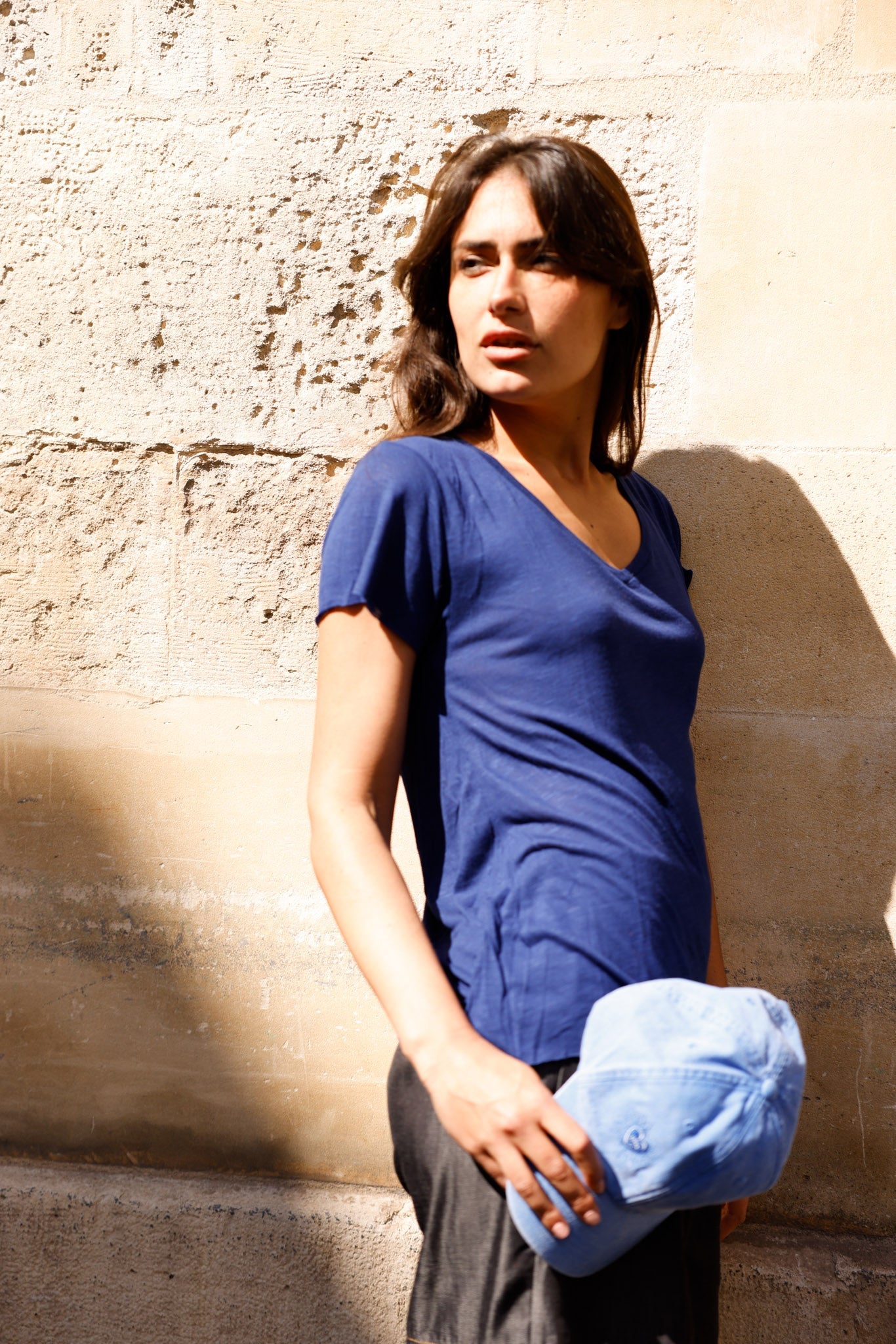 T-shirt MADISON bleu marine - col V - HORTENCE