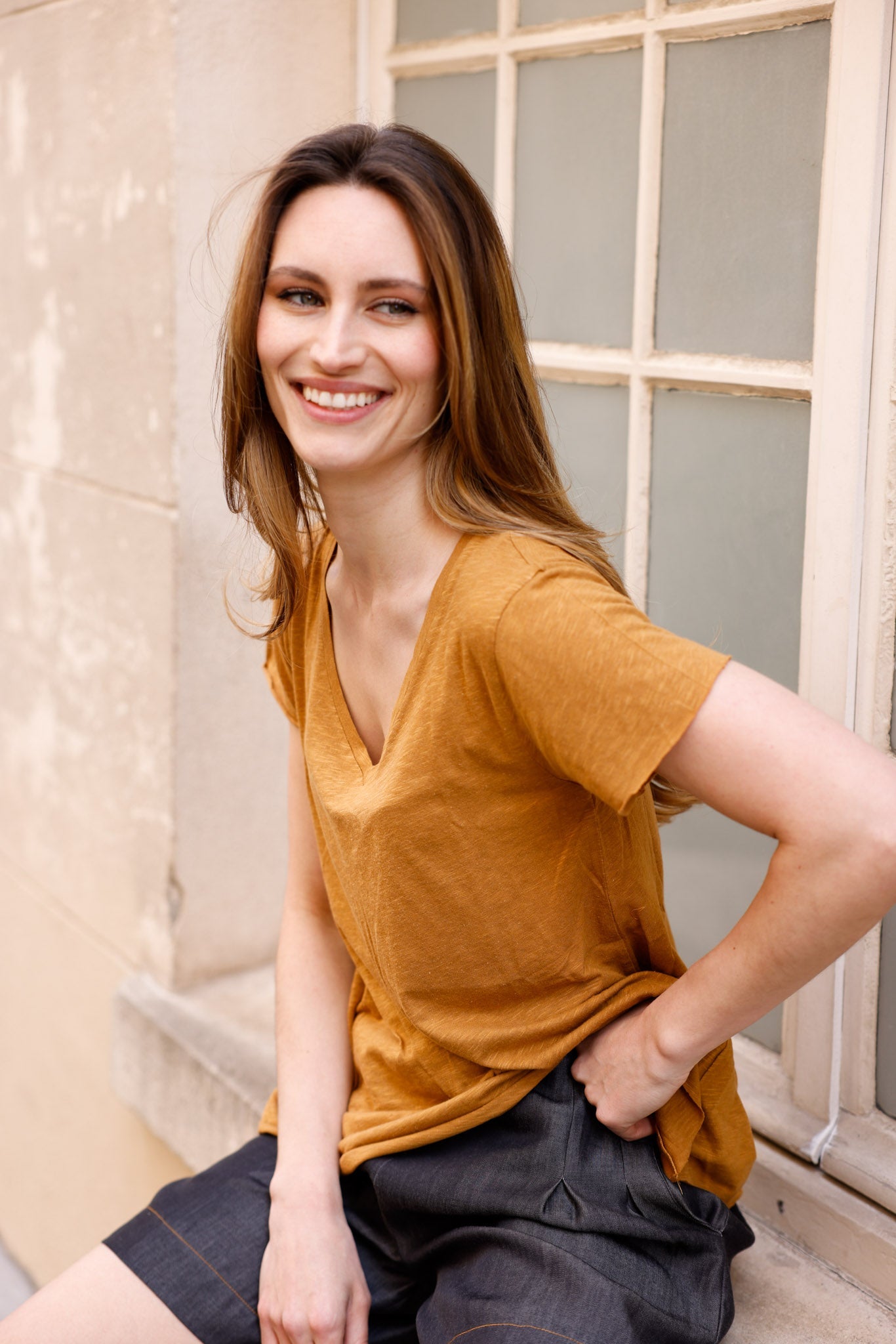 T-shirt MADISON bronze - col V - HORTENCE