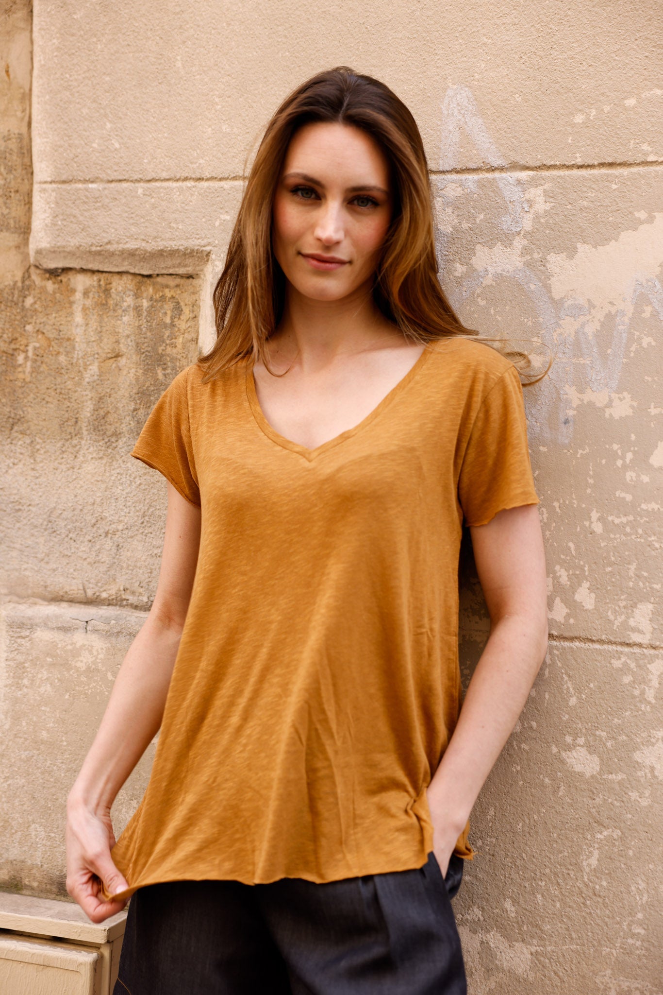 T-shirt MADISON bronze - col V - HORTENCE