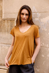 T-shirt MADISON bronze - col V - HORTENCE