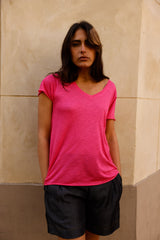 T-shirt MADISON fuchsia - col V - HORTENCE