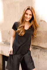 T-shirt MADISON gris - col V - HORTENCE