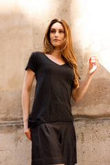 T-shirt MADISON gris - col V - HORTENCE