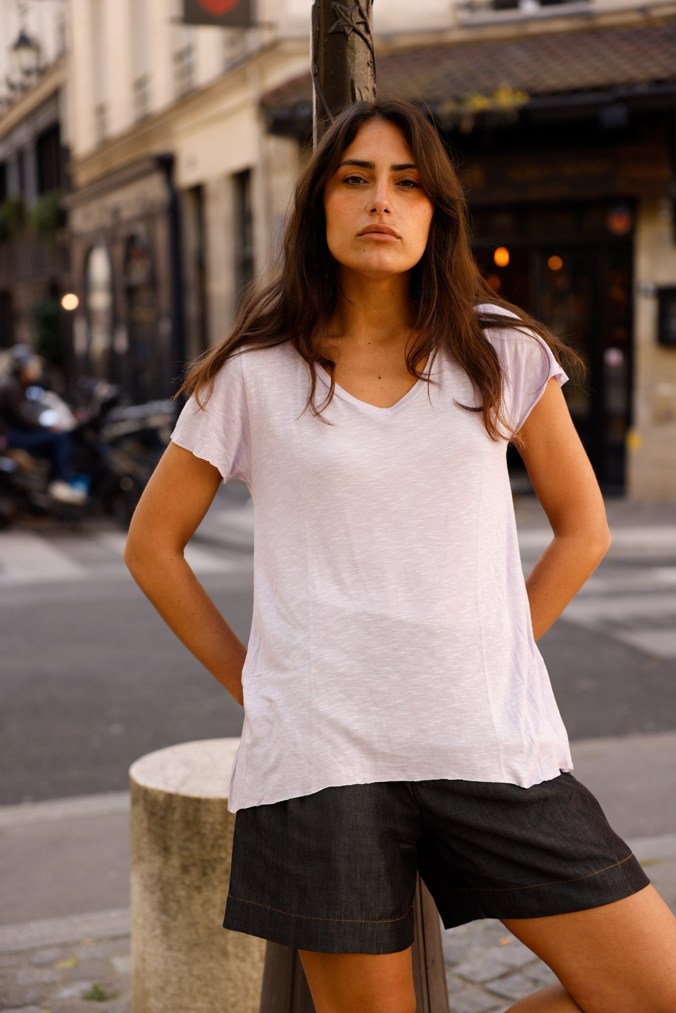 T-shirt MADISON parme - col V - HORTENCE