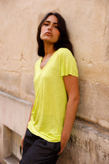 T-shirt MADISON vert - col V - HORTENCE